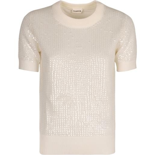 P.A.R.O.S.H. t-shirt con paillettes - bianco