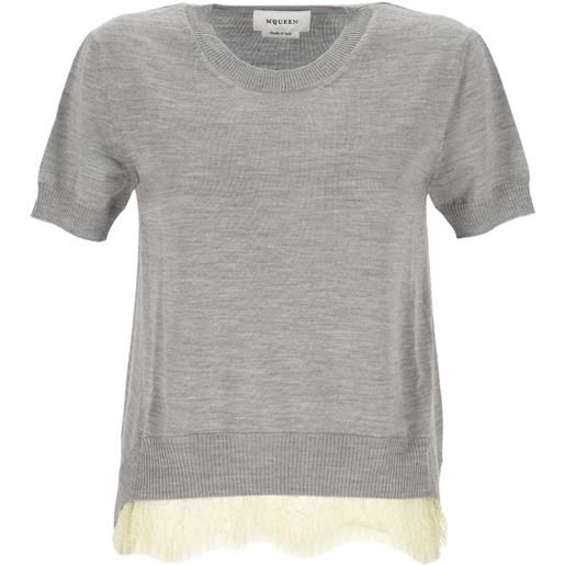 Alexander McQueen top con bordo a coste - grigio