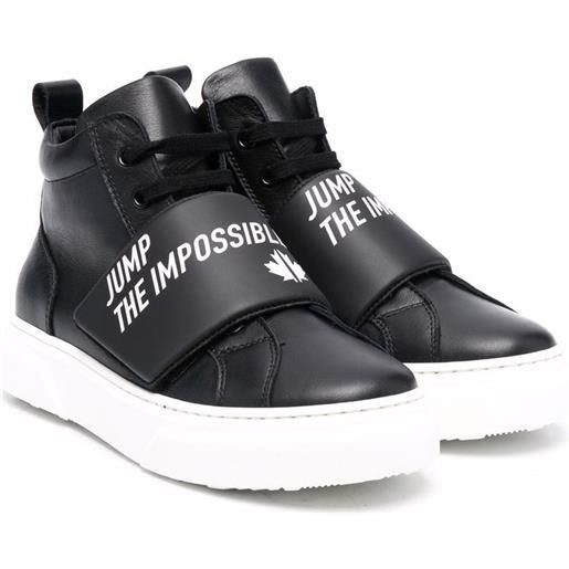 DSQUARED2 KIDS sneakers alte con stampa in pelle - nero