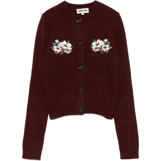 SHUSHU/TONG cardigan con applicazione a fiori - rosso