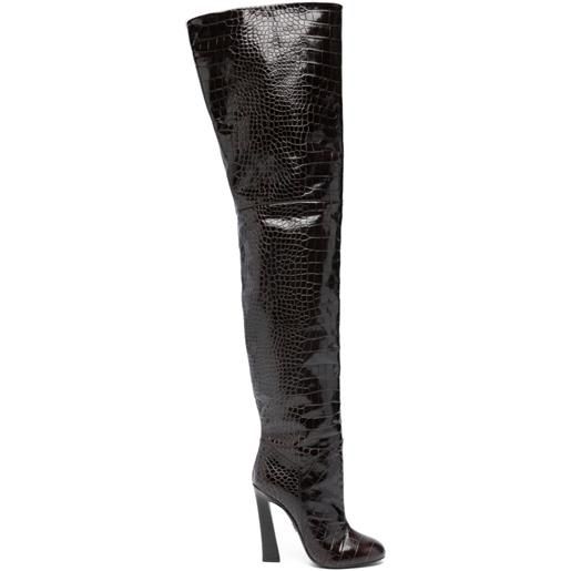 DSQUARED2 stivali con effetto coccodrillo - marrone