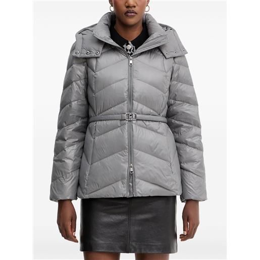 LIU JO piumino con cappuccio e cintura - grigio