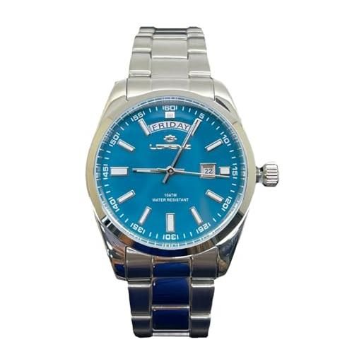 Lorenz day-date 26208dd - orologio elegante da uomo al quarzo - orologio subacqueo fino a 100 metri - cinturino in acciaio inossidabile