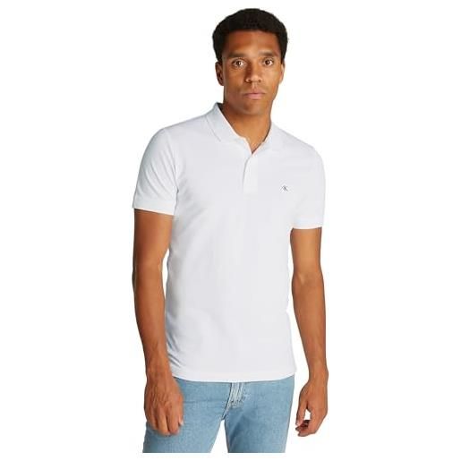 Calvin Klein jeans maglietta polo maniche corte uomo slim fit, bianco (bright white), xxl