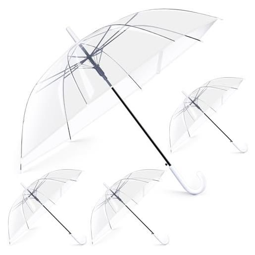 Hestya 4 pezzi ombrelli trasparenti per matrimoni ombrello trasparente per sposa cupola semiautomatico per donna e uomo - sposa, damigella, sposo, festa