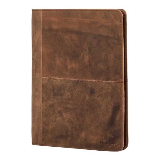STILORD 'emery' cartella portadocumenti a4 vera pelle organizer business con 9 scomparti per carte cartellina porta documenti cuoio autentico per ufficio riunioni lavoro, colore: seppia - marrone puro