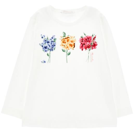 Monnalisa t-shirt jersey maniche lunghe stampa bouquet