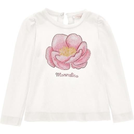 Monnalisa t-shirt cotone ricamo anemone