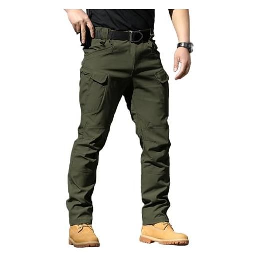 Pantaloni cargo da uomo elasticizzati in vita, da lavoro, dritti, con