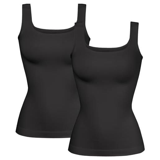 YIOIOIO canottiere modellante da donna per il controllo della pancia, a compressione, senza cuciture, per il corpo, confezione da 2, nero e nero, xx-large