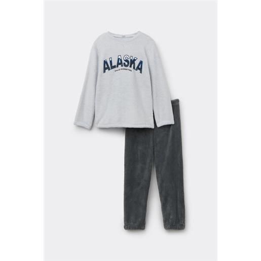 Tezenis pigiama lungo pile leggero bimbo patch alaska bambino grigio