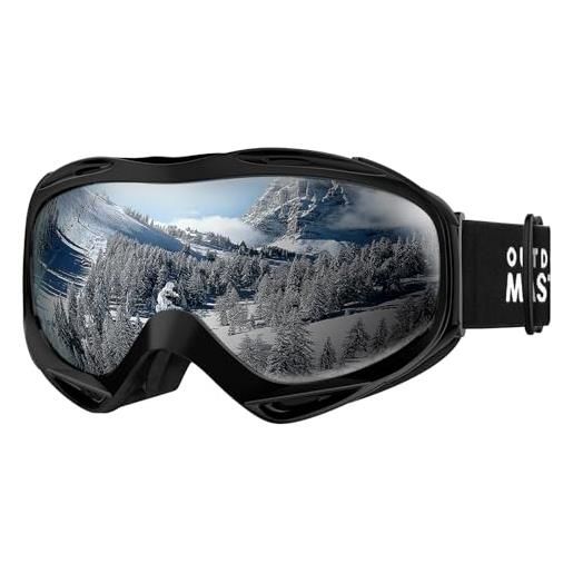 OutdoorMaster maschera da sci otg premium unisex, antiappannamento maschera snowboard, protezione uv al 100% occhiali da sci, maschere sci per uomo, donna, ragazzi e ragazze (vlt 10% )