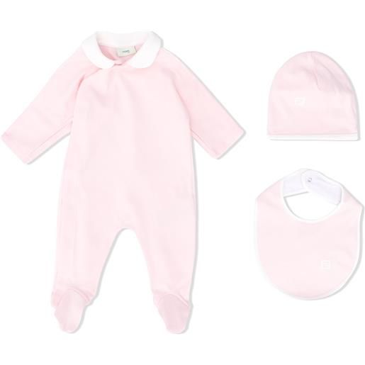 Fendi Kids set berretto, bavaglino e pigiama - rosa
