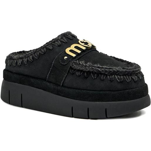 Mou mules bounce con placca logo - nero