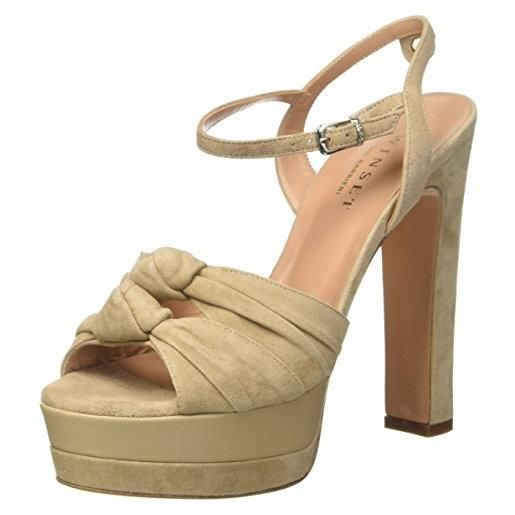 TWINSET twin set cs7pdq, sandali con tacco donna, beige (rafia), 36 eu