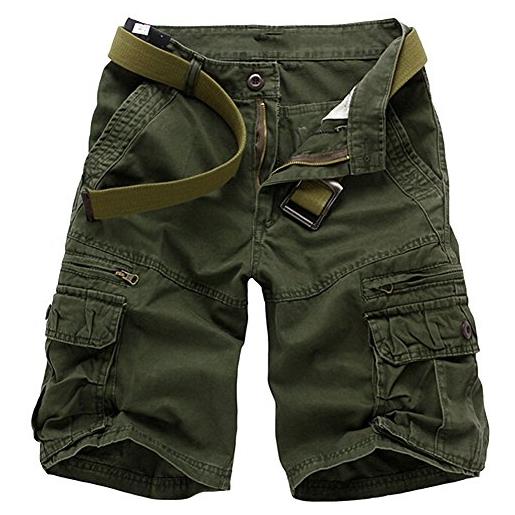 MISSMAO missamo uomo vintage traspirante larghi bermuda pantaloncini casual pantaloni cargo con tasconi cachi 34