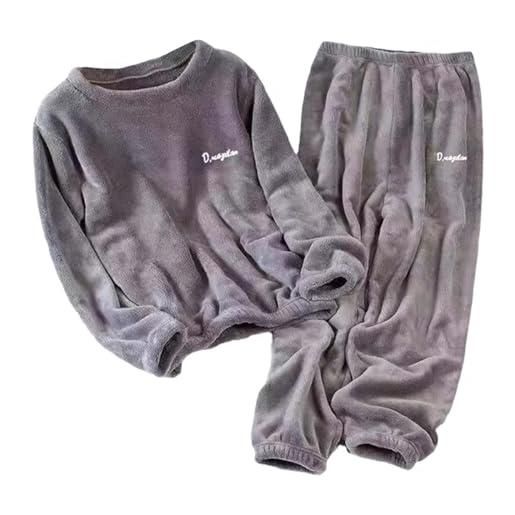 WWricotta pigiama invernale in pile corallo taglie forti da donna, in flanella spessa, caldo da uomo, per coppie, per uso interno esterno