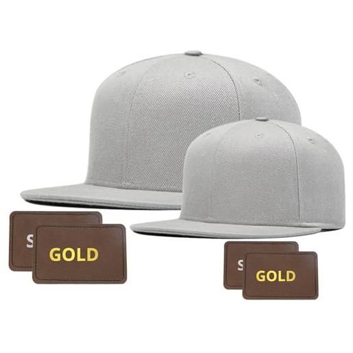 Fyearfly 2 cappelli personalizzati, padre+figlio, a tesa piatta, per figlia, ragazza, sorella, cappello da baseball regolabile, regalo per fidanzate, con 4 adesivi fai da te, per incisione del nome del logo, 