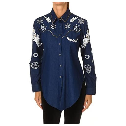 Desigual camicia manica lunga donna cam dresde 19swcd05 xs blue denim scuro