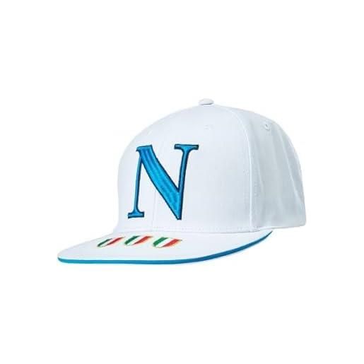 Generico cappello napoli visiera piatta bianco, 100% cotone, scudetti ricamati, regolabile
