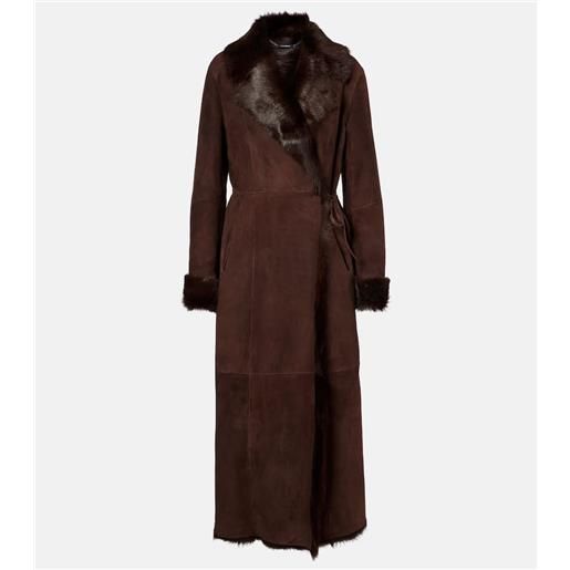Nour Hammour cappotto a portafoglio joni in suede con fodera in shearling