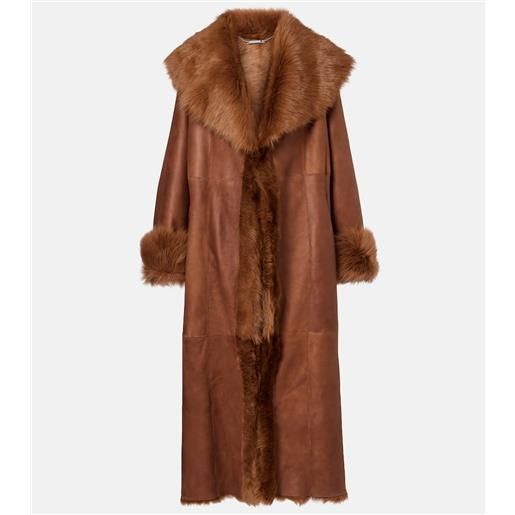 Nour Hammour cappotto marlene in suede con shearling