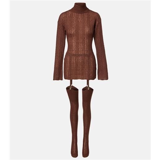 Aya Muse abito corto in misto lana con collant