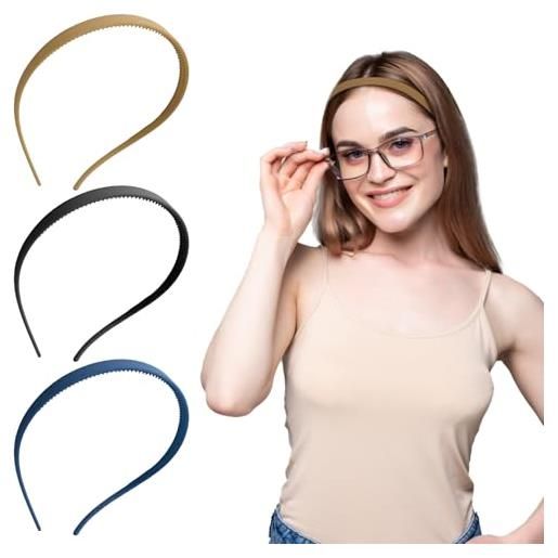 Andibro 3 fasce per capelli progettate per occhiali, flessibili senza pressione, fasce per occhiali da sole da donna, senza mal di testa, fascia per capelli in plastica per chi indossa occhiali, 