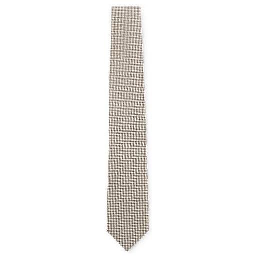 BOSS cravatta in seta italiana con jacquard a spina di pesce, beige