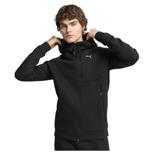PUMA felpa con zip integrale e cappuccio PUMAtech da uomo m, black