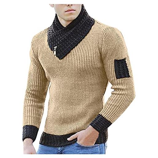 SAUTRV maglione da uomo a collo alto, maglione lavorato a maglia da uomo caldo dolcevita pullover invernale maglione a maniche lunghe a maniche lunghe sciarpa maglione a collo alto maglione a collo alto per