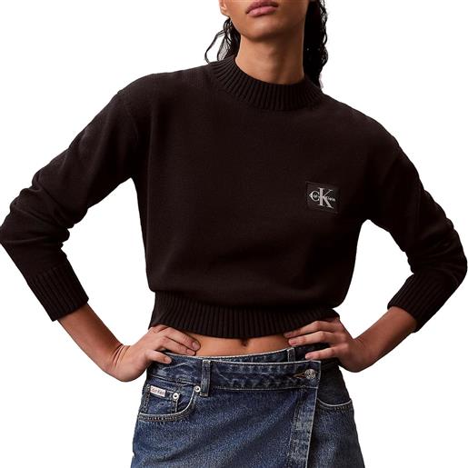 CALVIN KLEIN maglione girocollo embro badge donna