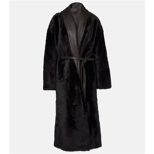 Yves Salomon cappotto in shearling e pelle
