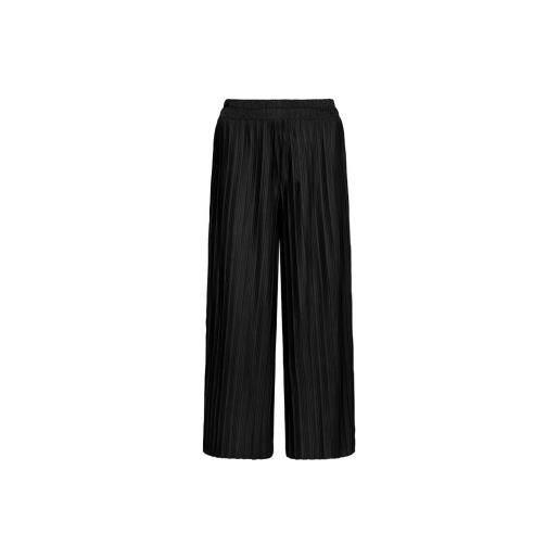 Mediawave Store pantalone lungo donna estivo gamba larga modello plisse texture largo vita alta nero xl/xxl