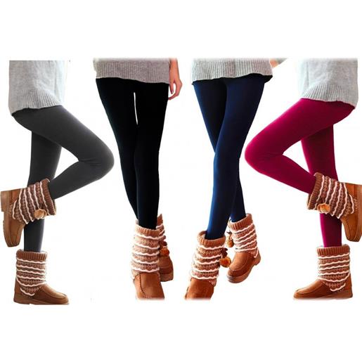 Mediawave Store set 5 leggings aderente donna ass. Gaia effetto termico interno felpato l/xl