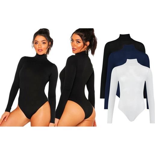 Mediawave Store body termico yada vka39 maniche lunghe collo alto interno felpato bianco m/l