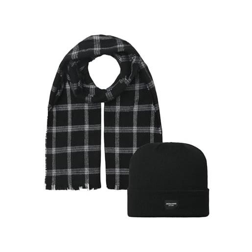 JACK & JONES jacfrost dna and scarf gift box cappello, black/pack: black beanie, taglia unica uomo