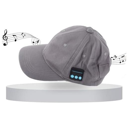 FTVOGUE smart wireless auricolare bluetooth 4.2 cuffie cappello music sport running baseball berretto(dark gray)