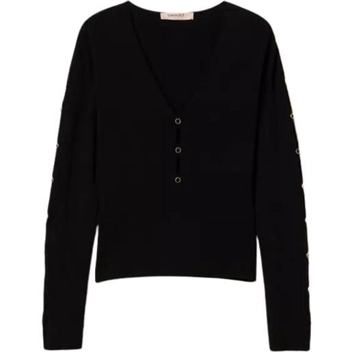 Twinset Milano twinset maglia donna in viscosa con cut out nero l