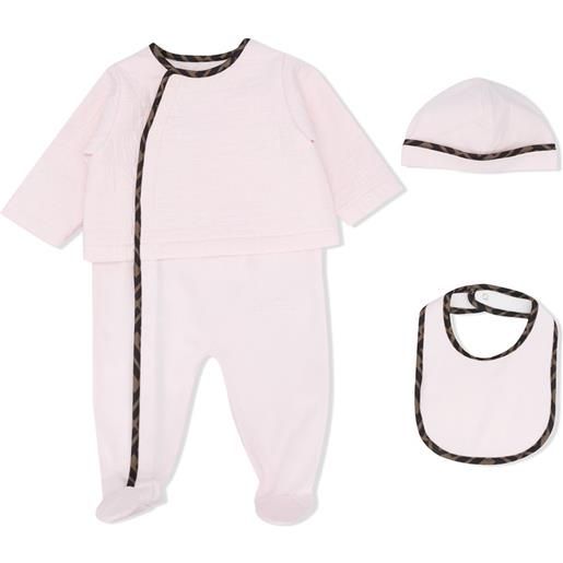Fendi Kids set neonato tre pezzi con logo ff - rosa