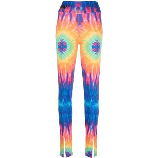 Philipp Plein leggings con fantasia tie-dye - blu