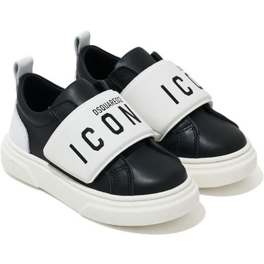 DSQUARED2 KIDS sneakers a strappo e logo - nero
