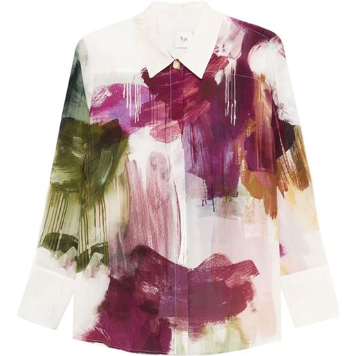 Aje camicia atomic a fiori - toni neutri