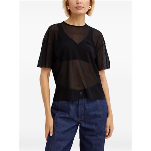 Jean Paul Gaultier t-shirt in tulle con maniche corte - nero