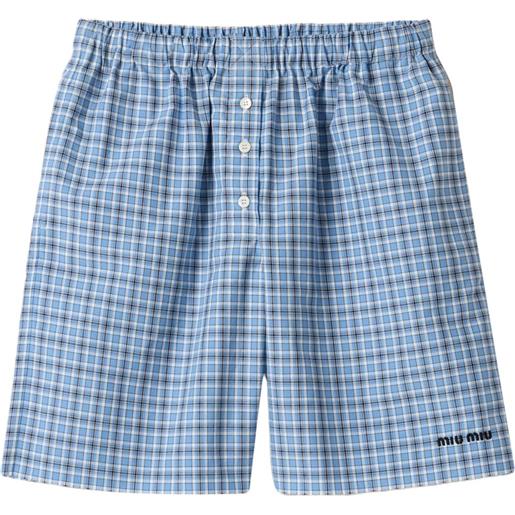 Miu Miu boxer a quadri in popeline - blu