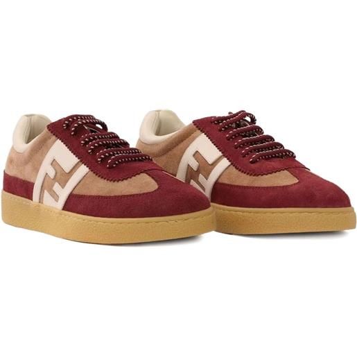 Fendi Kids sneakers con logo in pelle scamosciata - rosso