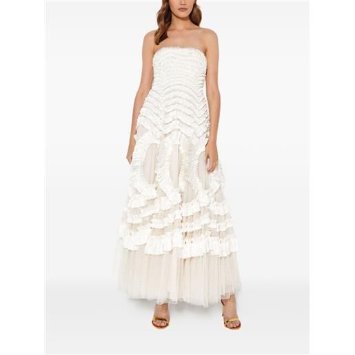 Needle & Thread abito da sera hyacinth con ruches - bianco