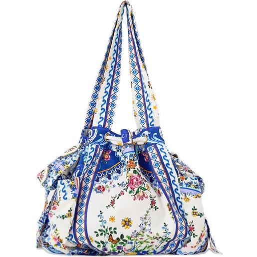 Camilla borsa da spiaggia tiles darls con coulisse - bianco