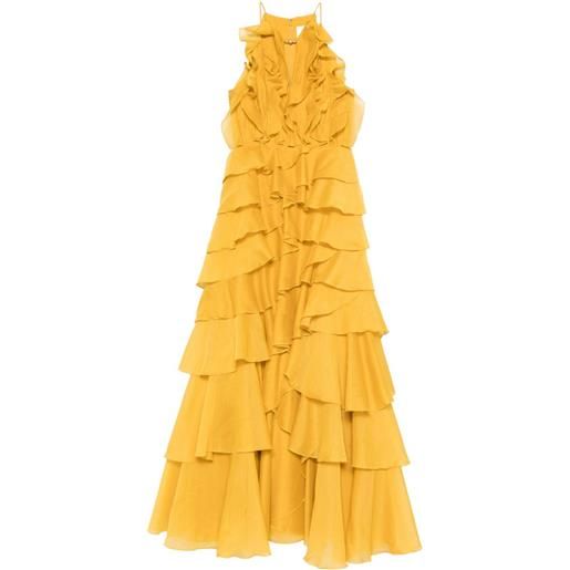 Aje abito lungo cleo con ruches - giallo