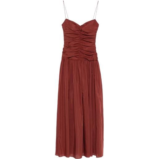 Matteau abito lungo con corsetto arricciato - marrone